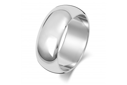 9ct White Gold D Shape 8mm Heavyweight Band